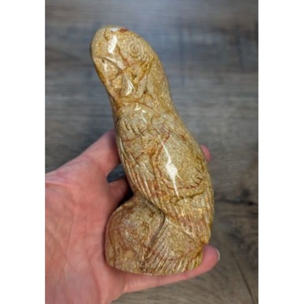 Vtg Carved Stone Handcrafted Parrot Bird Figurine Panama Canal Rain Forest 5"
